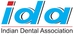 The image shows a logo with text that reads  IDLA  at the top, followed by a stylized graphic resembling a flower, and below that, the words  INDIAN DENTAL ASSOCIATION  in capital letters. The background of the logo is white, and the overall style appears to be professional and formal.